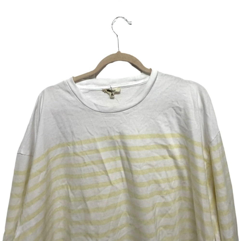Madewell The Tie-Waist Tee Allday Jersey NZ385 Yellow Stripe Long Sleeve XL - Picture 6 of 11